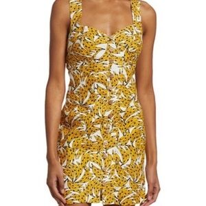 FARM Rio Linen Yellow and White Banana Patterned Mini Dress